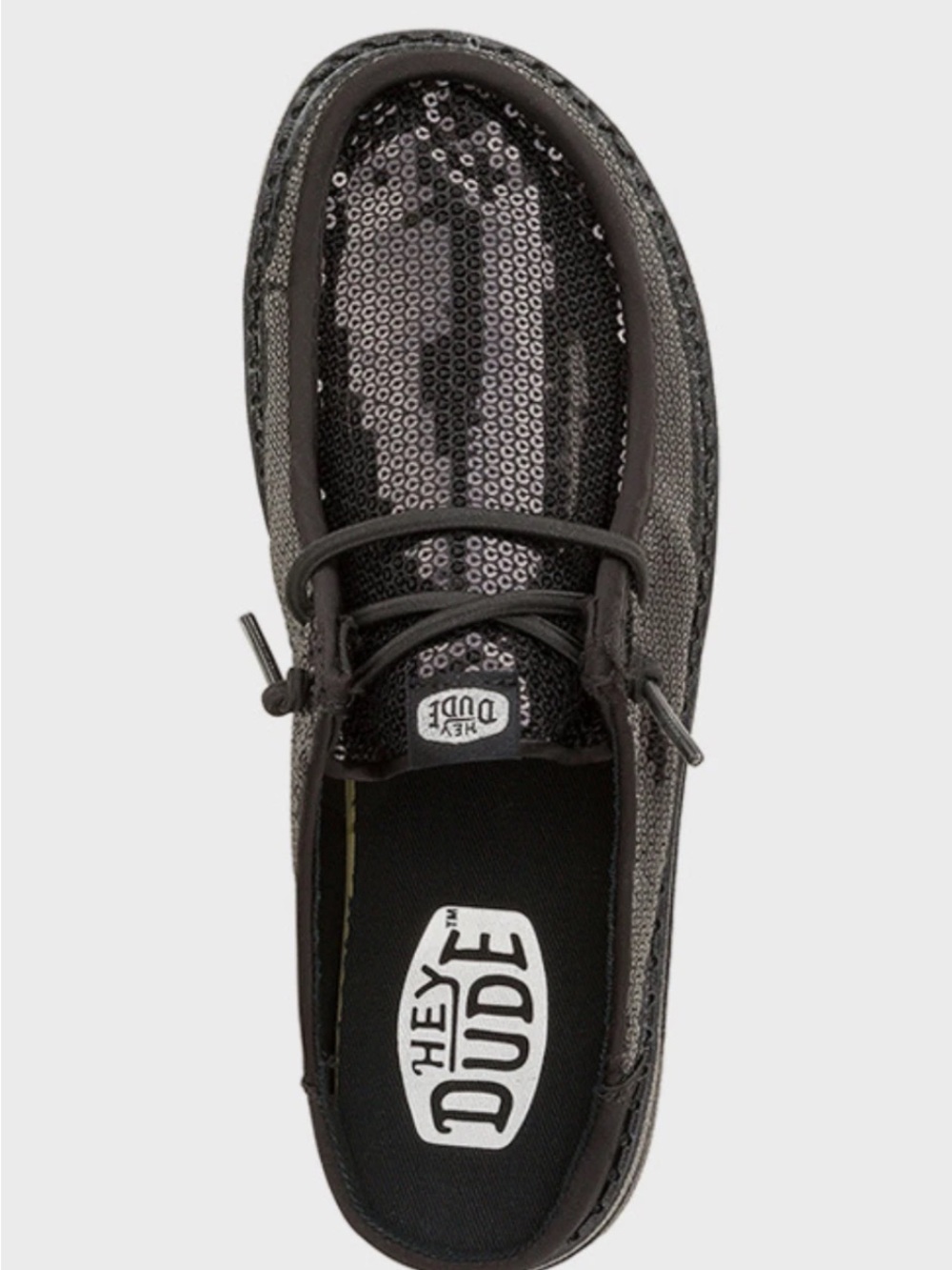 Hey Dude Women's Black Sequin Casual Shoe